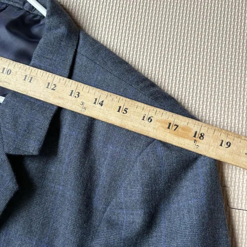 Bombay Town Japan Custom Blue Plaid Check Double Breasted Blazer Suit Coat 40